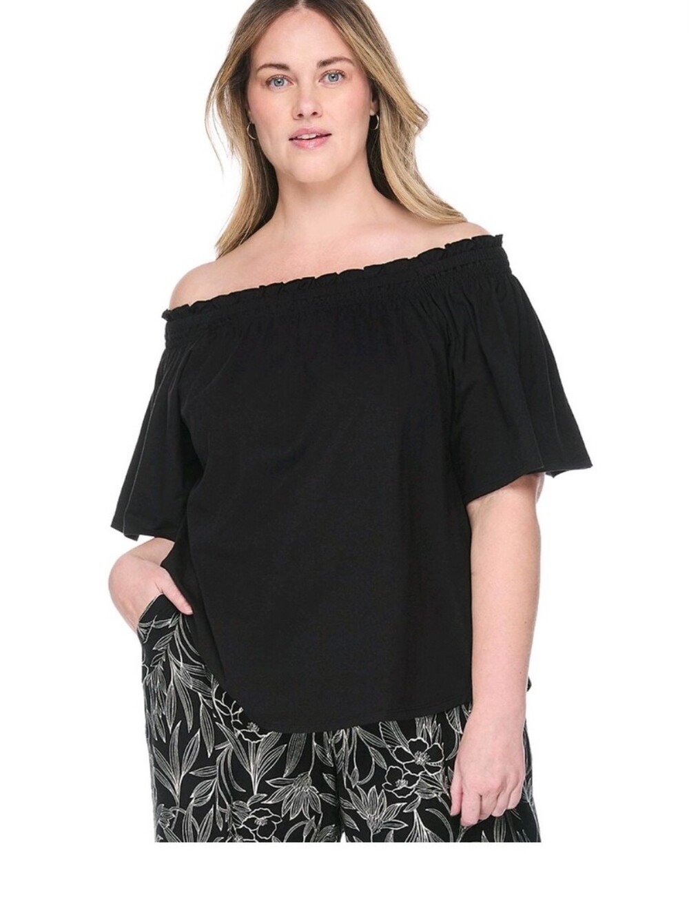 Lane Bryant Plus Size 5X Black Off-the-Shoulder Top – NWT